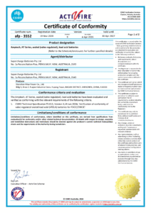 Amptech ActivFire Certificate